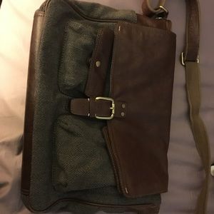 Leather fossil messenger bag